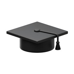 3D Rendered Graduation Cap Isolated Against a White Background