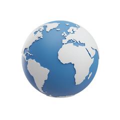 Naklejka premium 3D Rendered Globe on White Background Illustrating World Earth Planet