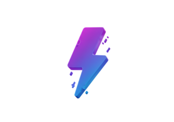 3D Rendered Lightning Bolt With Gradient Colors on Isolated Black Background