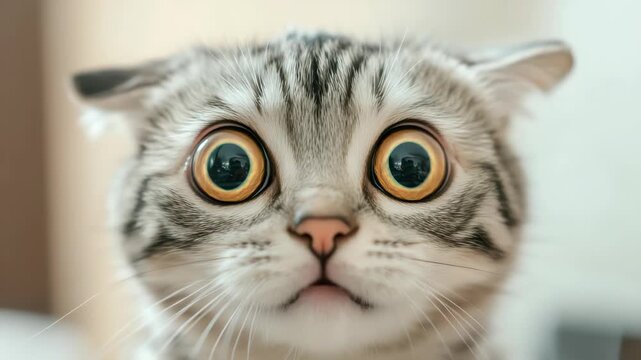 surprised cat make big eyes. American shorthair surprised cat or kitten funny face big eyes, cute, domestic, kitten, feline, Emotional surprised, kitty, wow