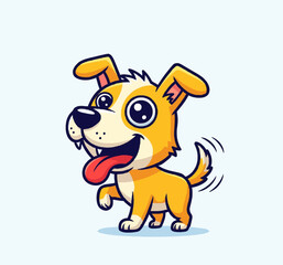 Fototapeta premium Joyful cartoon puppy running with tongue out, radiating pure happiness and playful energy, perfect for children's media and pet-themed projects seeking a vibrant, cheerful vibe.