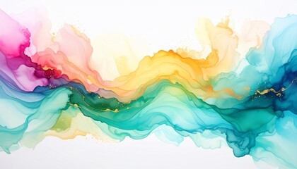 Abstract Colorful Ink Waves: A Serene Masterpiece