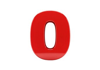 Obraz premium 3D Rendered Red Zero Digit Isolated on Transparent Background