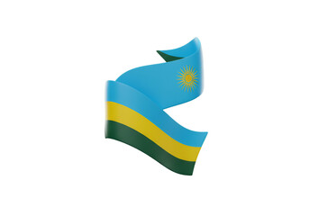 3D Rendered Rwanda Flag Ribbon Isolated Against Black Transparent Background