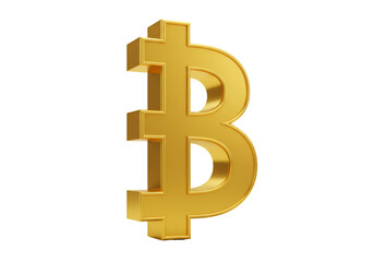 Obraz premium 3D Rendered Golden Bitcoin Symbol Isolated on Transparent Background