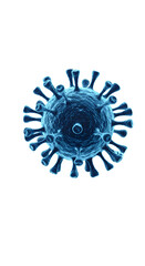3D Rendered Virus Illustration in Blue Tones on Transparent Background