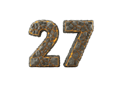 3D Rendered Stone Texture Number 27 With Orange Lava Cracks On Black Background