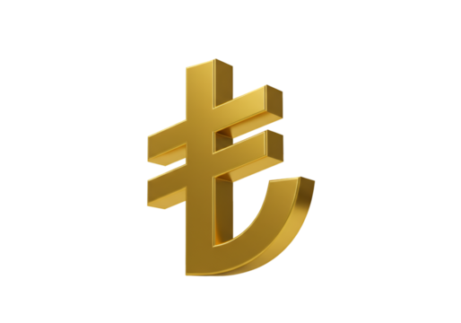 3D Rendered Turkish Lira Symbol Isolated On Black Background In Gold Color