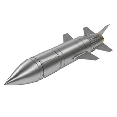 3D Rendered Silver Missile Isolated on Transparent Background