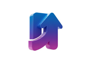 3D Rendered Up Arrow Icon With Blue And Purple Gradient on Transparent Background