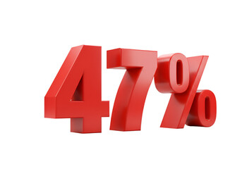 3D Rendering Of Red 47 Percent Isolated On A Transparent Background