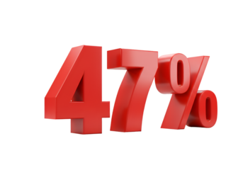 3D Rendering Of Red 47 Percent Isolated On A Transparent Background
