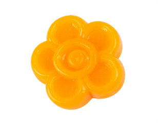Vibrant orange candy shaped like a flower offering a sweet, cheerful treat for any occasion