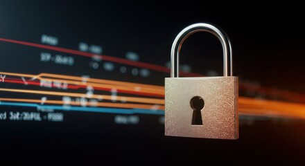 Secure Data Fortress: A close-up shot of a robust padlock, symbolizing digital security, safeguarding vital information in a tech-driven environment.