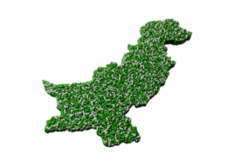 Abstract 3D Illustration of Pakistan Map in Green on Black Background