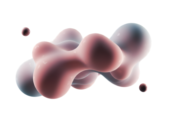 Abstract 3D Render of Floating Blob Shapes in Red Pink and Blue Colors