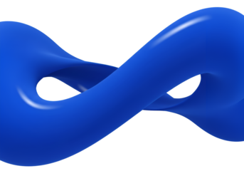 Abstract 3D Blue Infinity Loop Isolated on Transparent Background