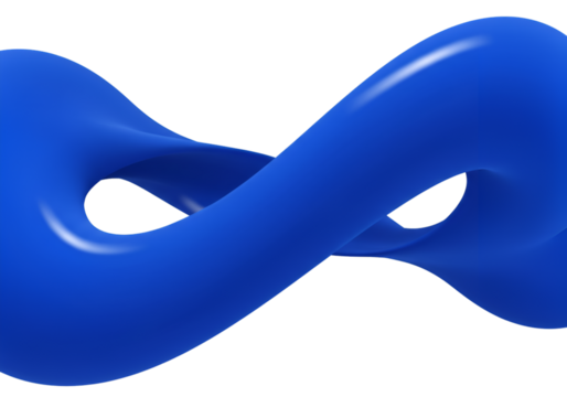 Abstract 3D Blue Infinity Loop Isolated on Transparent Background