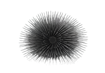 Abstract 3D Sphere with White Lines Emerging From Center on Transparent Background