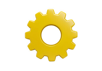 3D Rendered Yellow Gear Isolated on Transparent Background Illustration