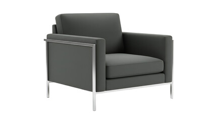 3D Rendering Gray Armchair Isolated on Transparent Background