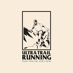 Ultra Trail running logo vector illustration on white background
