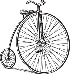 Fototapeta premium Black and White Vintage Penny-Farthing Bicycle – Large Front Wheel Sketch