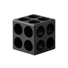 Abstract 3D Render Of A Black Geometric Cube Object Isolated On Transparent Background