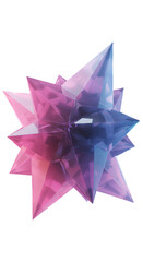 Abstract 3D Render of a Crystal Star with Pink and Blue Gradient on Black Background
