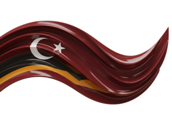 Abstract 3D Render of a Maroon and Orange Wavy Ribbon on Transparent Background