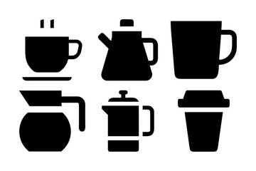 Coffee and Tea Icon Set, Vector Illustration