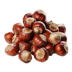 Obraz premium Heap of Chestnuts isolate on transparency background