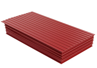 Abstract 3D Illustration Of Stacked Red Geometric Shapes Isolated On Black Background