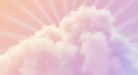 Fototapeta premium Dreamy Soft Cloudscape with Pastel Sunbeams and Halftone Texture