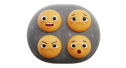 Naklejka premium Four emoji faces illustrating emotions