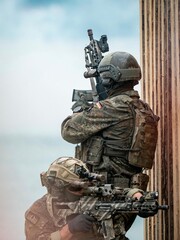 Fototapeta premium soldier with rifle