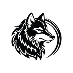 Black wolf logo icon design. Wild animal head silhouette symbol vector