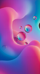 Abstract Illustration Of Colorful Liquid Shapes With Floating Bubbles