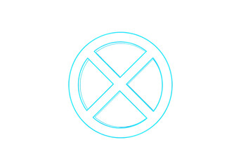 Abstract Neon Blue Circle Sign Illustration Against Black Background