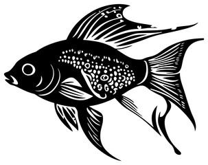 Gourami fish silhouette element