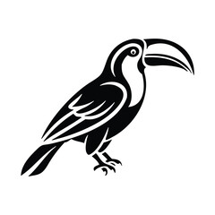 Vector illustration of a black silhouette toucan