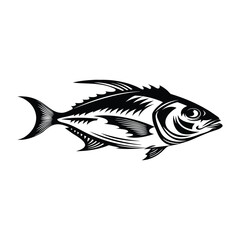 tuna silhouette line art vector illustration design
