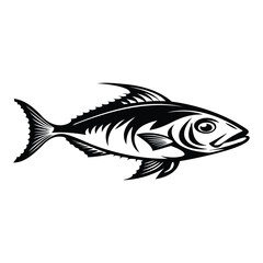 tuna silhouette line art vector illustration design
