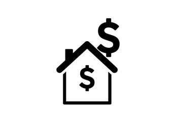 Obraz premium House with Dollar Signs: Real Estate Investment Icon in Black