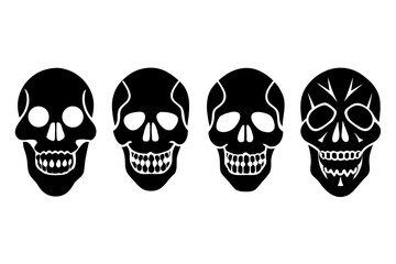 set of Skull icon  vector silhouette illustration isolated on white background