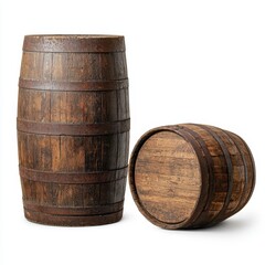 Obraz premium Rustic Wooden Barrel and Small Cask for Vintage Storage and Decor