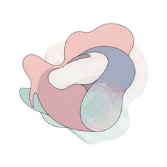 Abstract Shape Illustration with Pastel Colors Isolated on Black Background