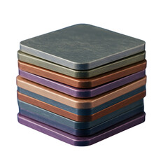 Abstract Stack Of Metallic Square Tiles Isolated On A Black Background 3D Illustration