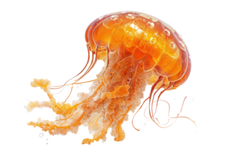Orange jellyfish, translucent, detailed