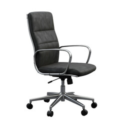 Black Leather Office Chair Isolated on Transparent Background Photo